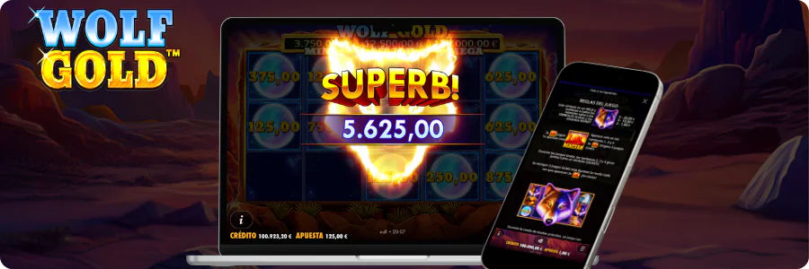 Funciones especiales tres jackpots Wolf Gold ultimate